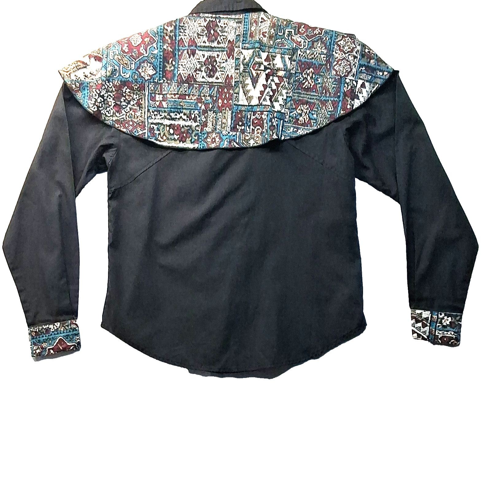 Back At The Ranch Womens S Black Western Aztec Cotton Button-Up Shirt Cowgirl — image 4 of 7